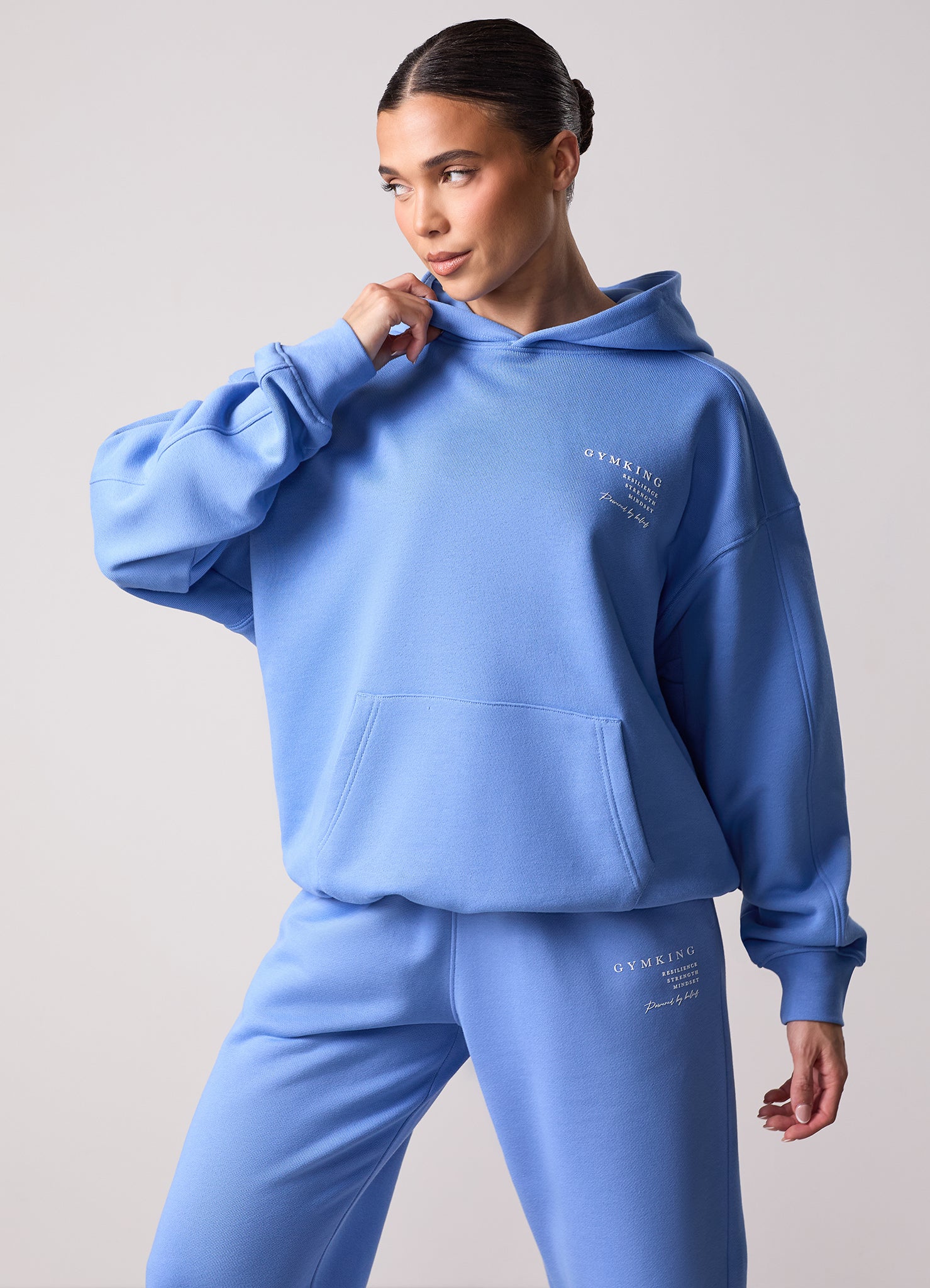 Gym King Define Oversized Hood Tracksuit - Iris Blue
